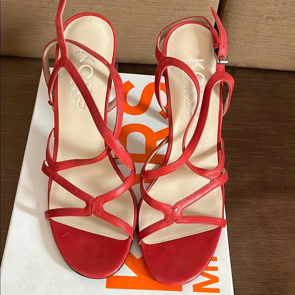 Michael Kors Red Sandals with Elegant Straps